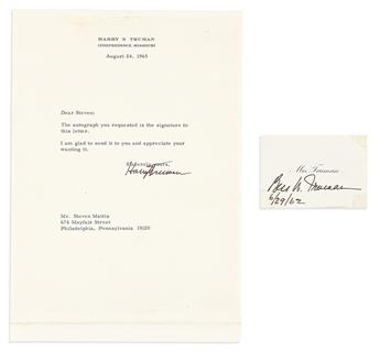 (PRESIDENTS.) Group of 9 items Signed, or Signed and Inscribed, by a U.S. President or First Lady, to Steven R. Mattis.